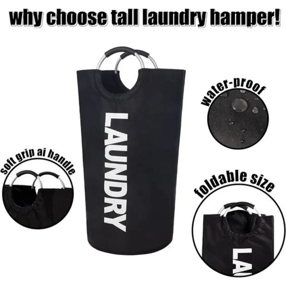 Large Laundry Hamper 90L Foldable Waterproof Clothes Basket with Handles